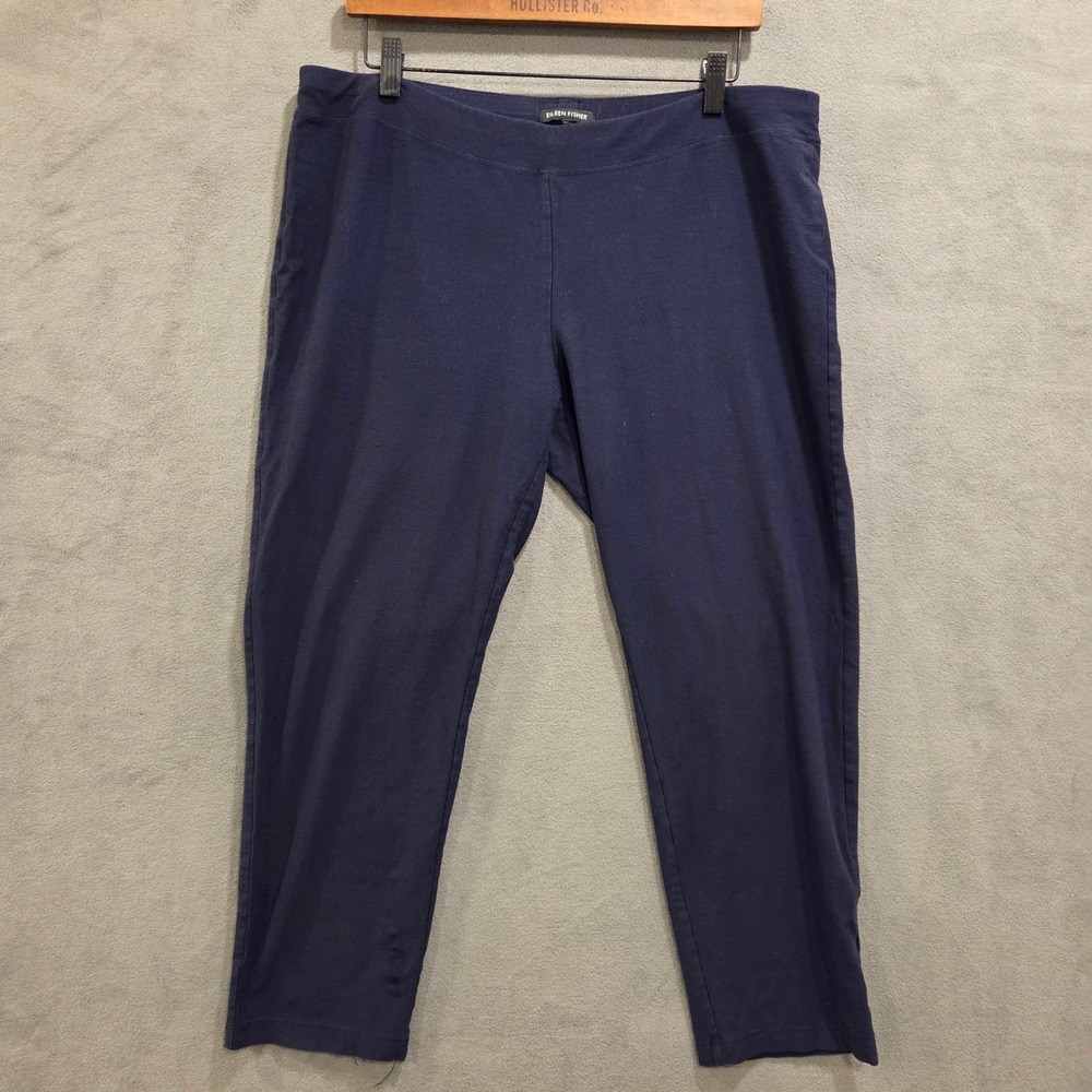 Eileen‎ Fisher Capri Leggings Women Large Blue Stretch Minimalist Loungewear